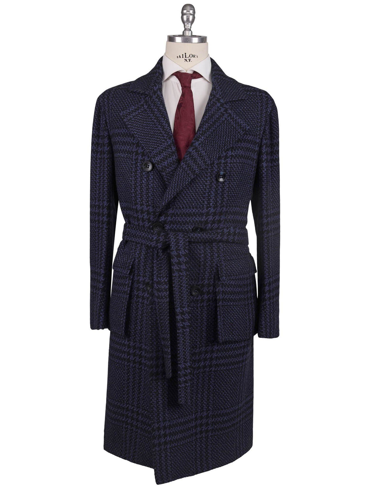 Kiton Blue Cashmere Double Breasted Overcoat