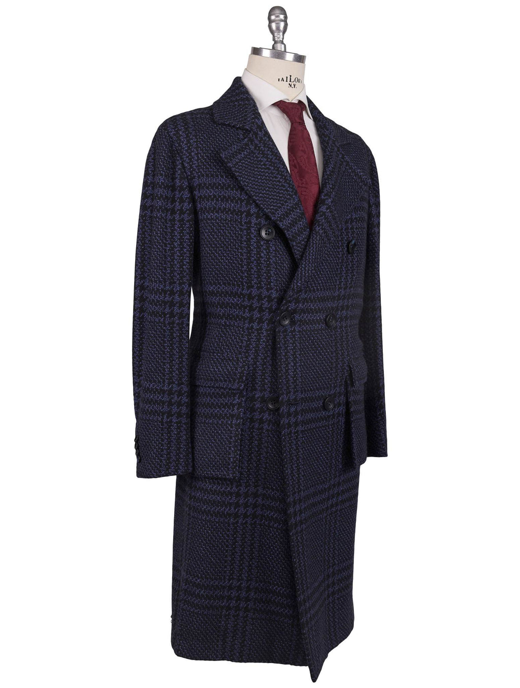Kiton Blue Cashmere Double Breasted Overcoat