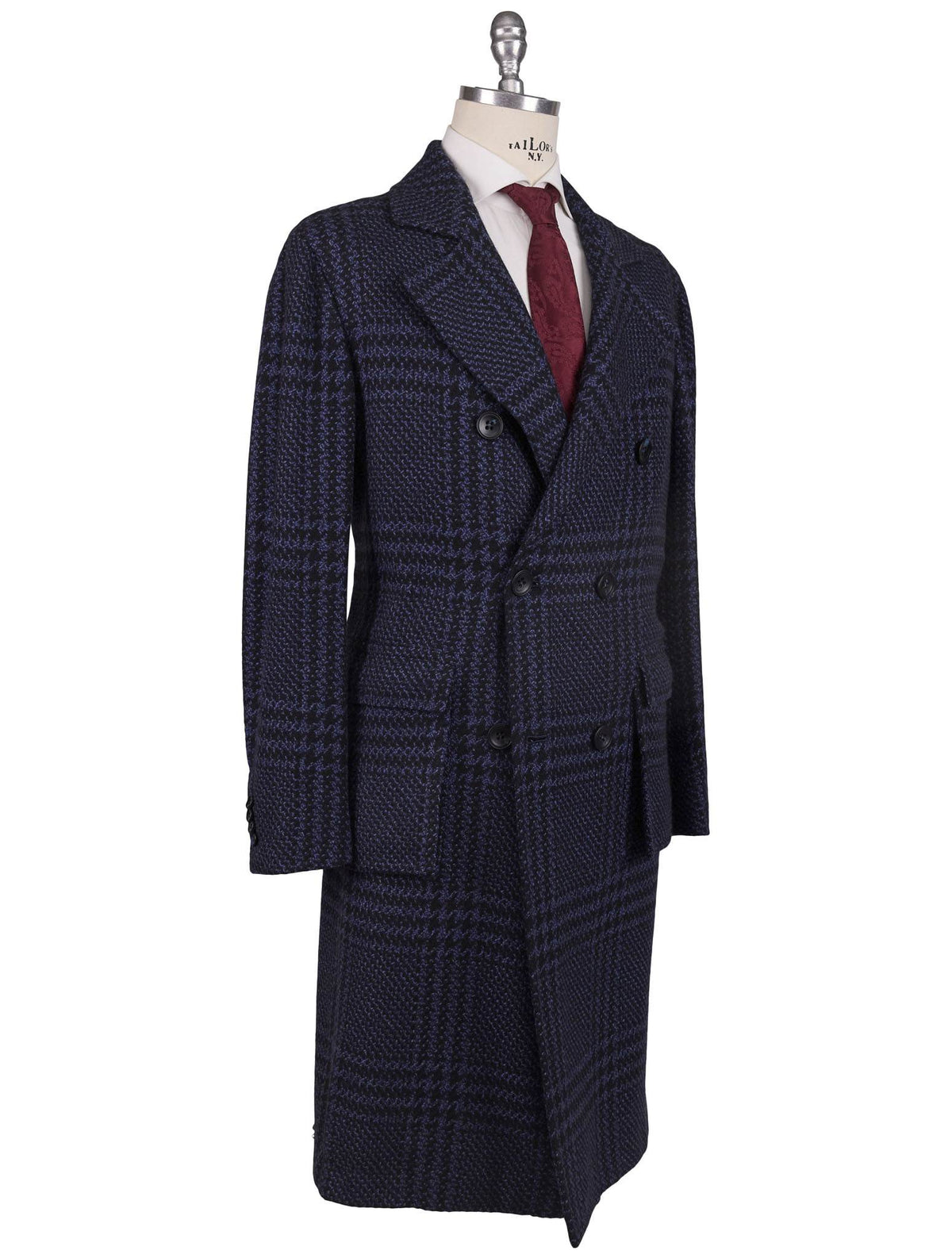 Kiton Blue Cashmere Double Breasted Overcoat