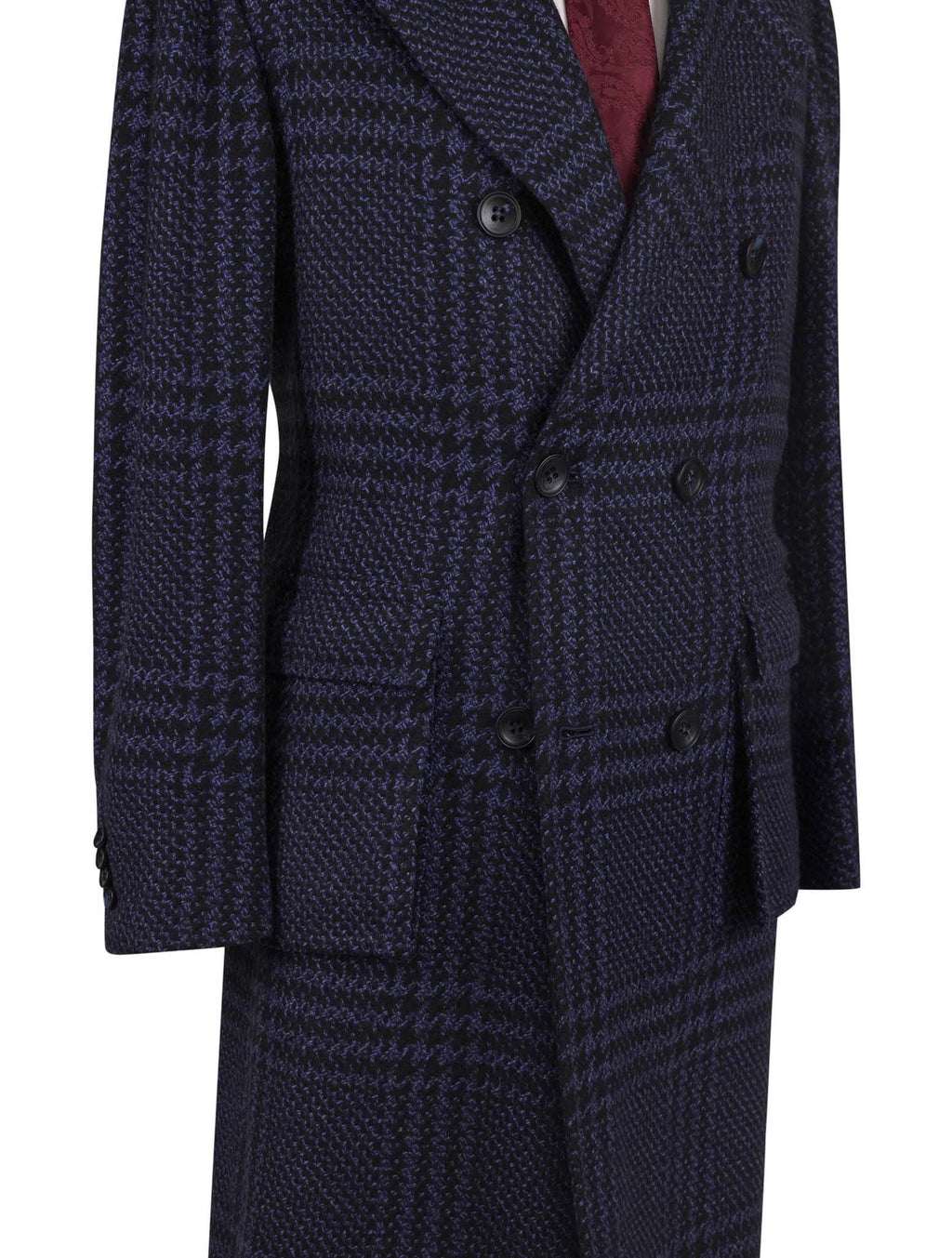 Kiton Blue Cashmere Double Breasted Overcoat