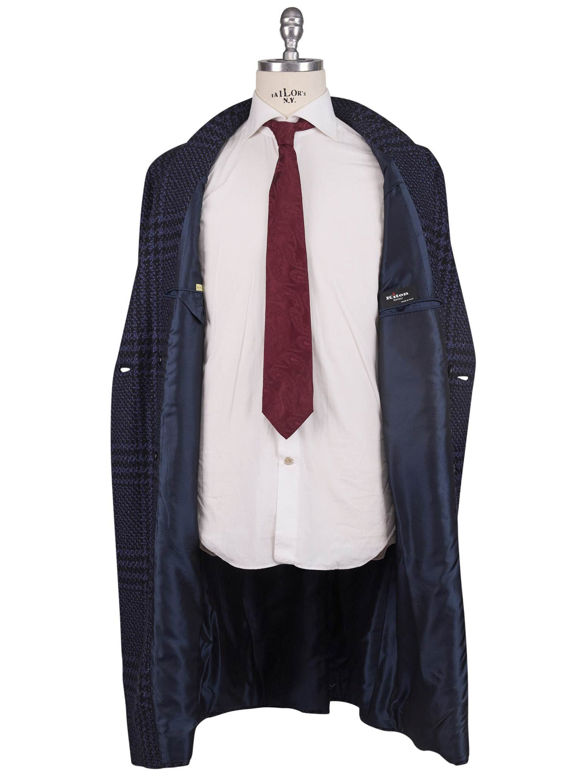 Kiton Blue Cashmere Double Breasted Overcoat