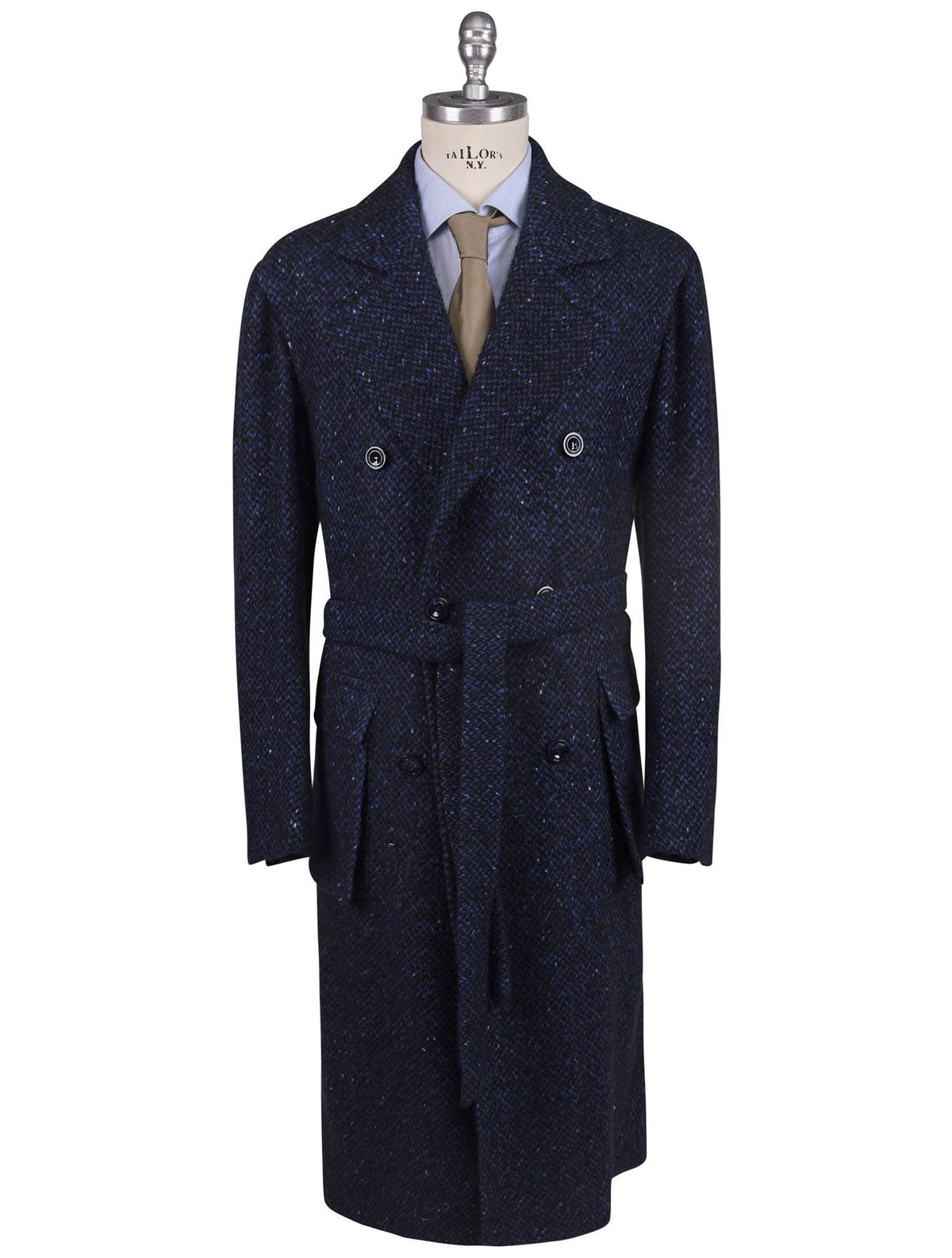 Kiton Blue Cashmere Double Breasted Overcoat