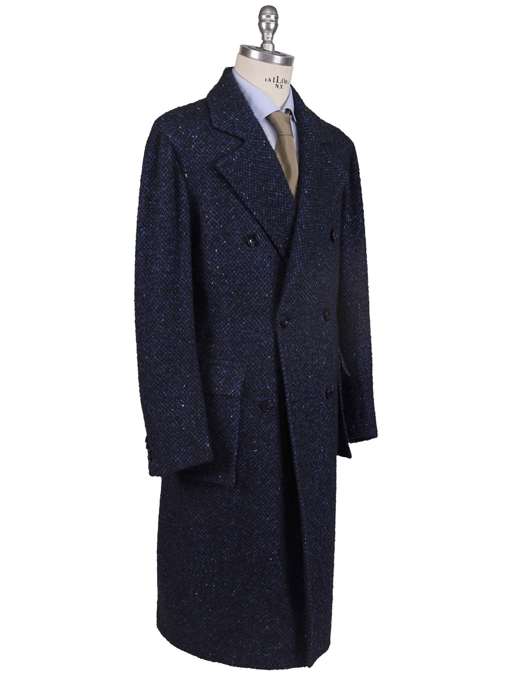Kiton Blue Cashmere Double Breasted Overcoat