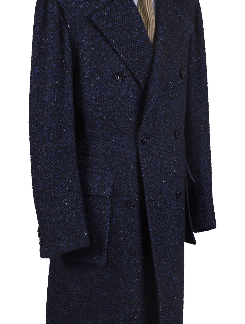 Kiton Blue Cashmere Double Breasted Overcoat
