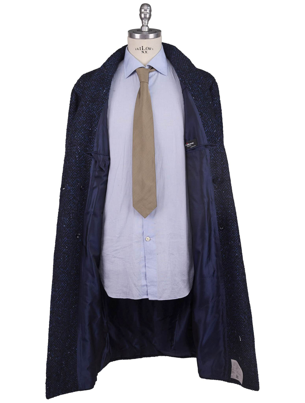 Kiton Blue Cashmere Double Breasted Overcoat