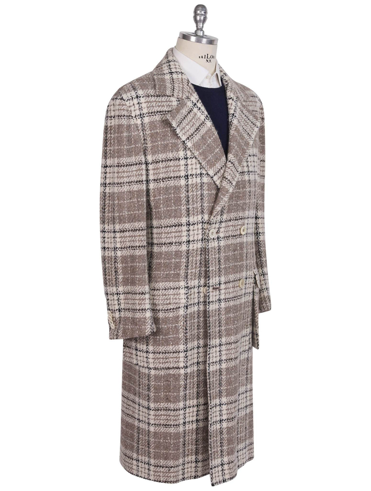 Kiton Multicolor Virgin Wool Silk Overcoat