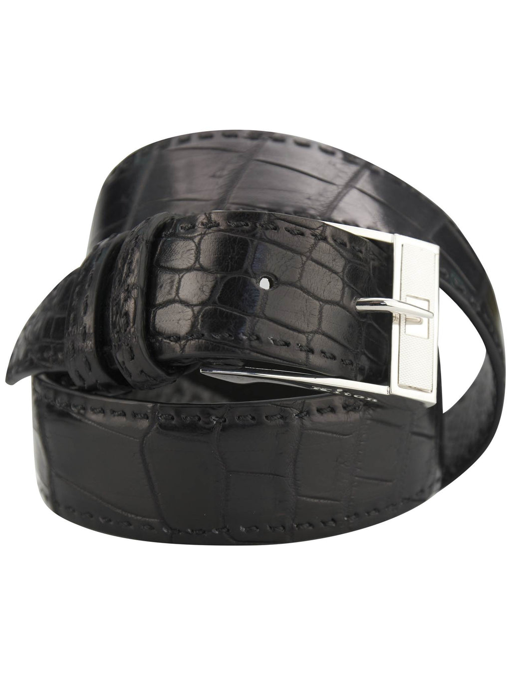 Kiton Kiton Black Leather Crocodile Belt Black