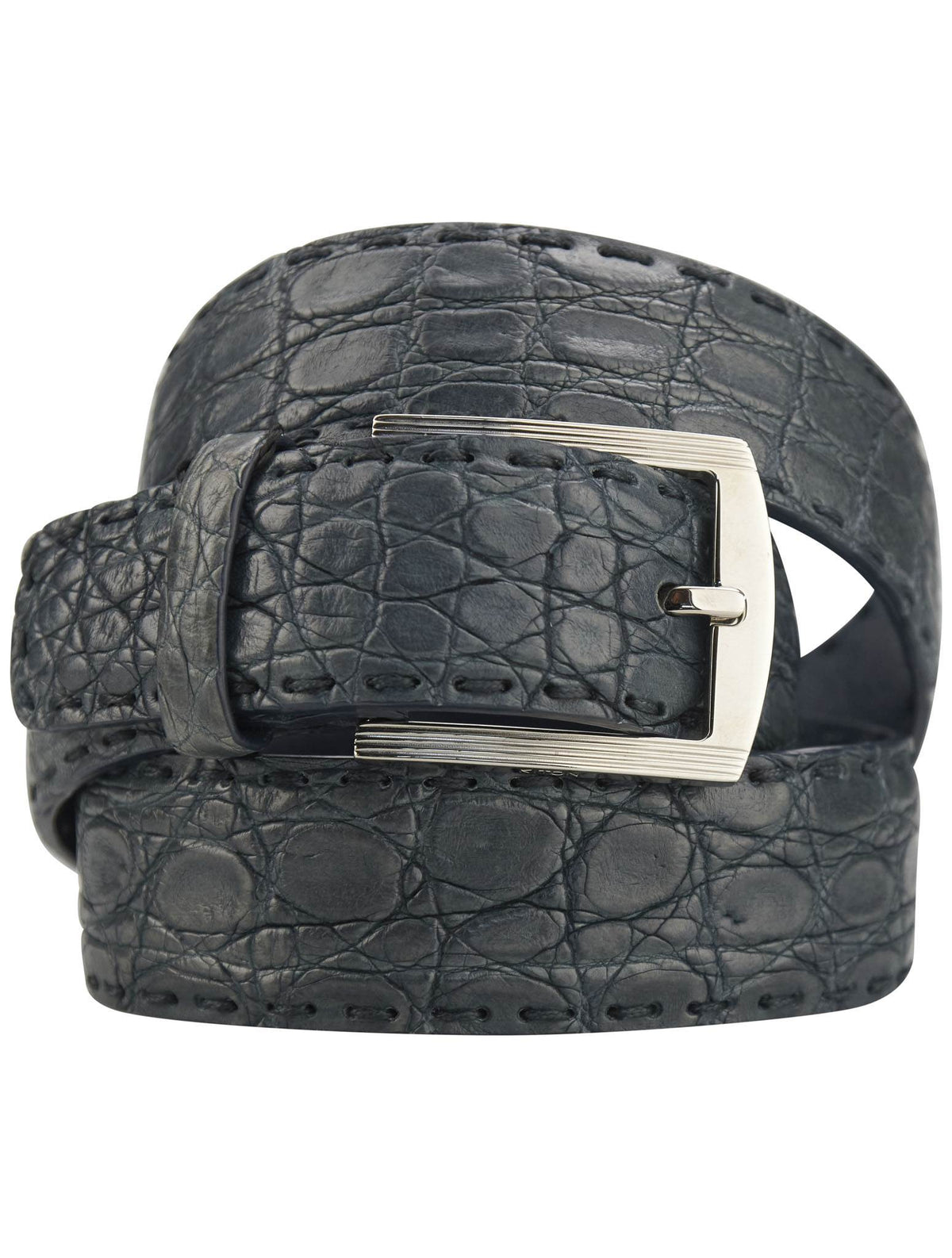 Kiton Blue Leather Crocodile Belt