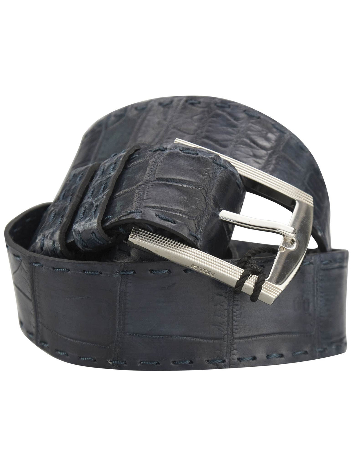 Kiton Kiton Blue Leather Crocodile Belt Blue 000