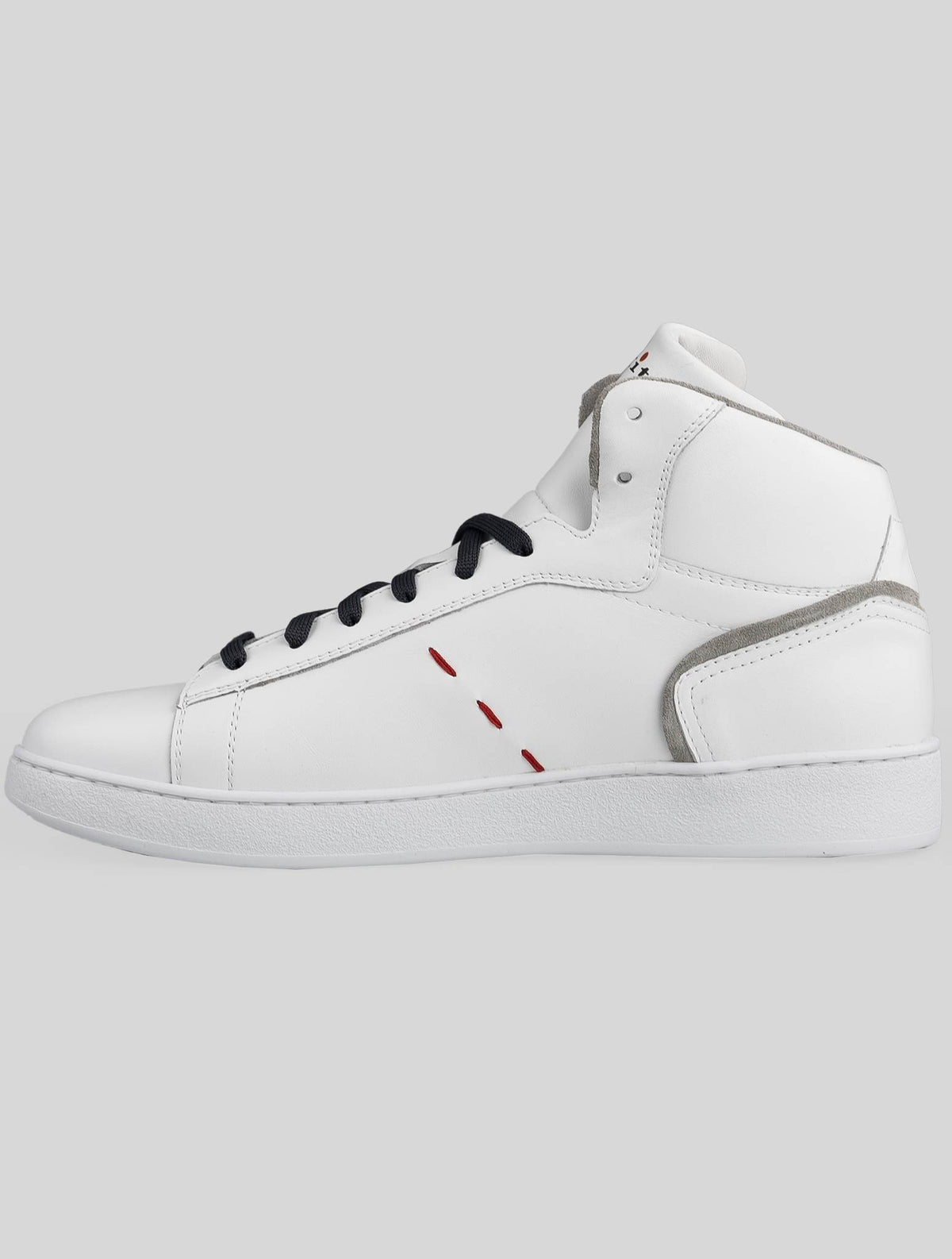 Kiton White Gray Leather Sneakers