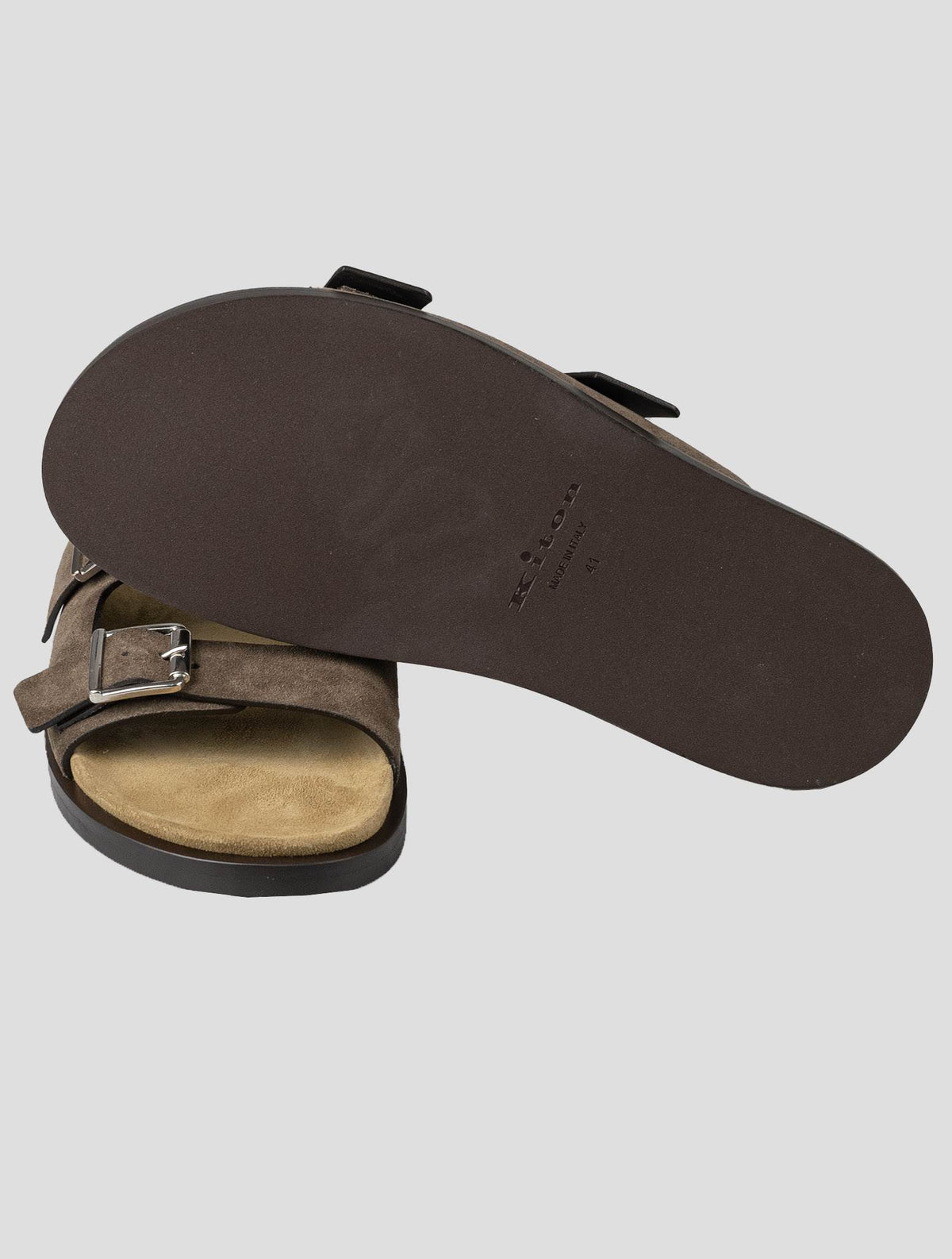 Kiton Brown Leather Suede Sandals
