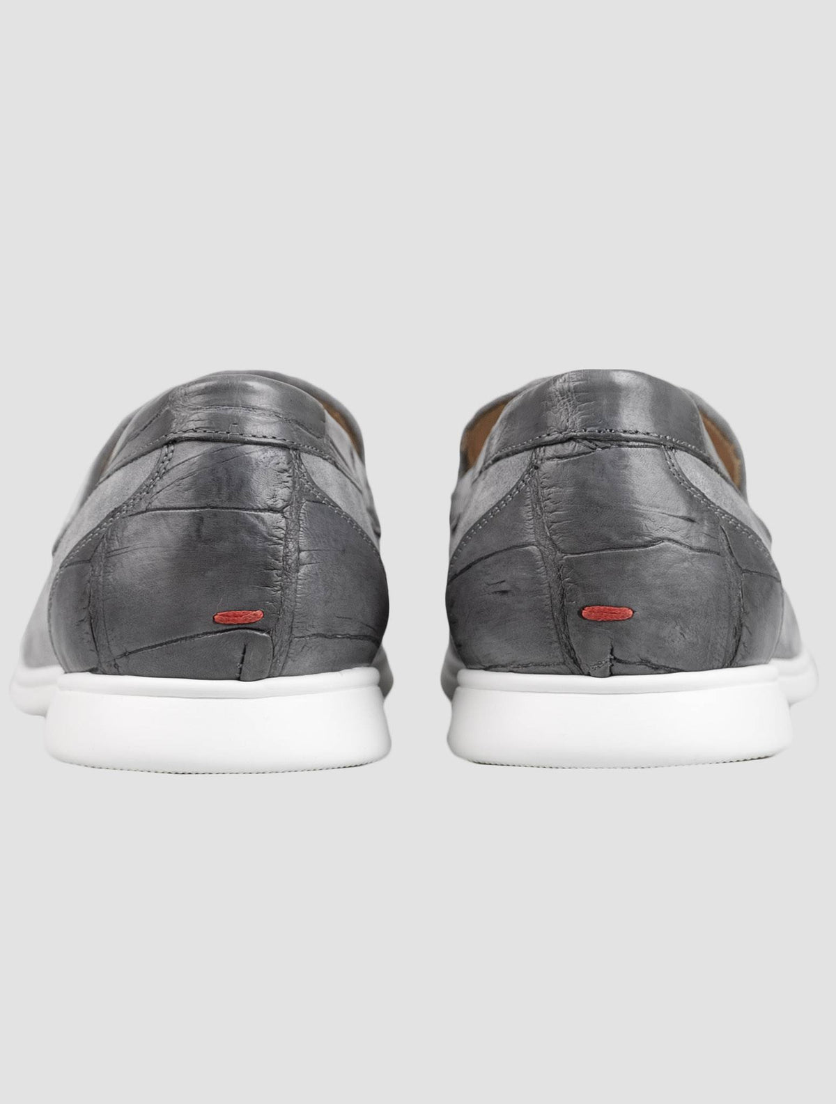 Kiton Gray Leather Suede Leather Crocodile Loafers