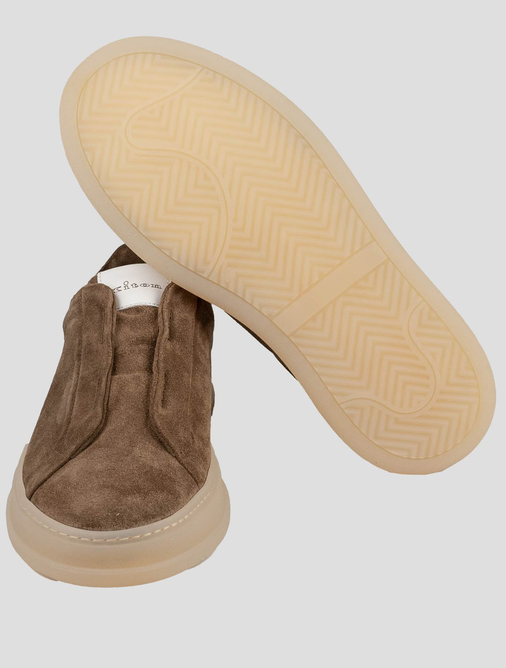Kiton Beige Leather Suede Sneakers