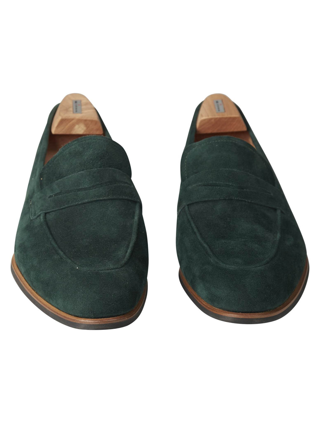 Kiton Kiton Green Leather Suede Loafers Green 001