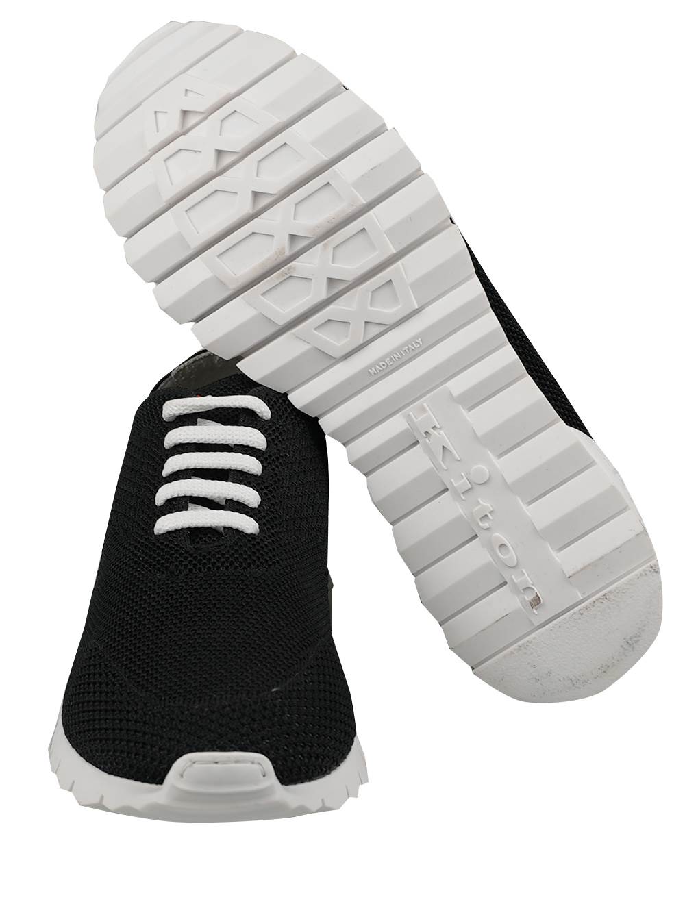 Kiton Black Cotton Ea Sneakers