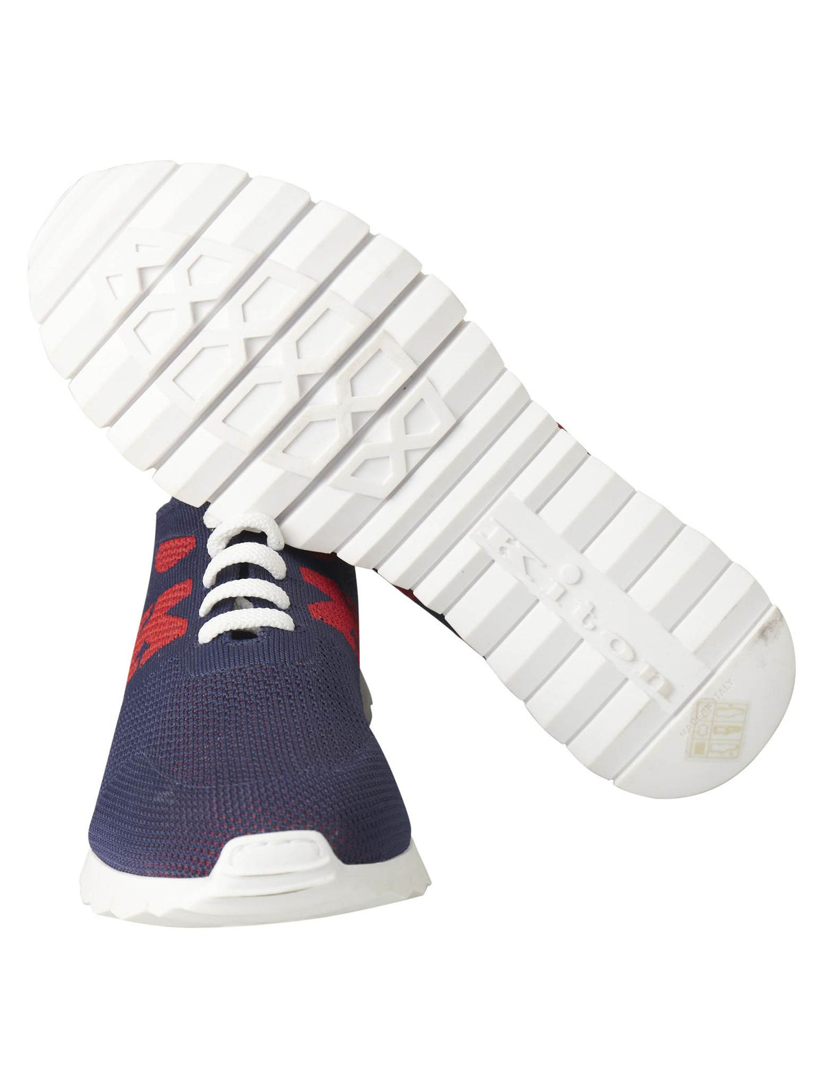 Kiton Blue Red Cotton Ea Sneaker Fits