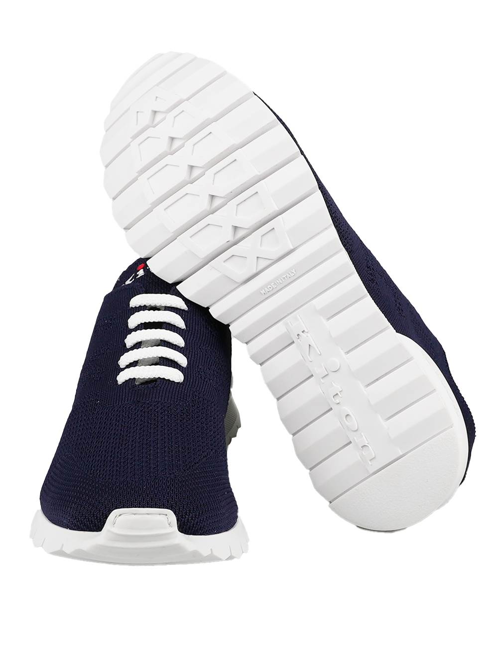 Kiton Blue Navy Cotton Ea Sneakers