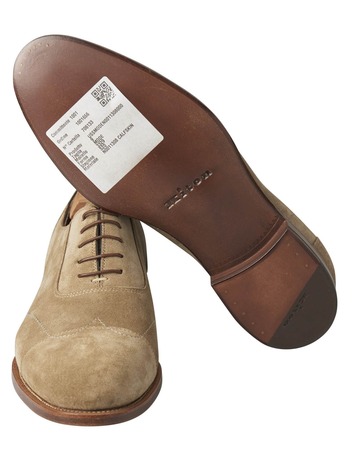 Kiton Beige Leather Suede Dress Shoes