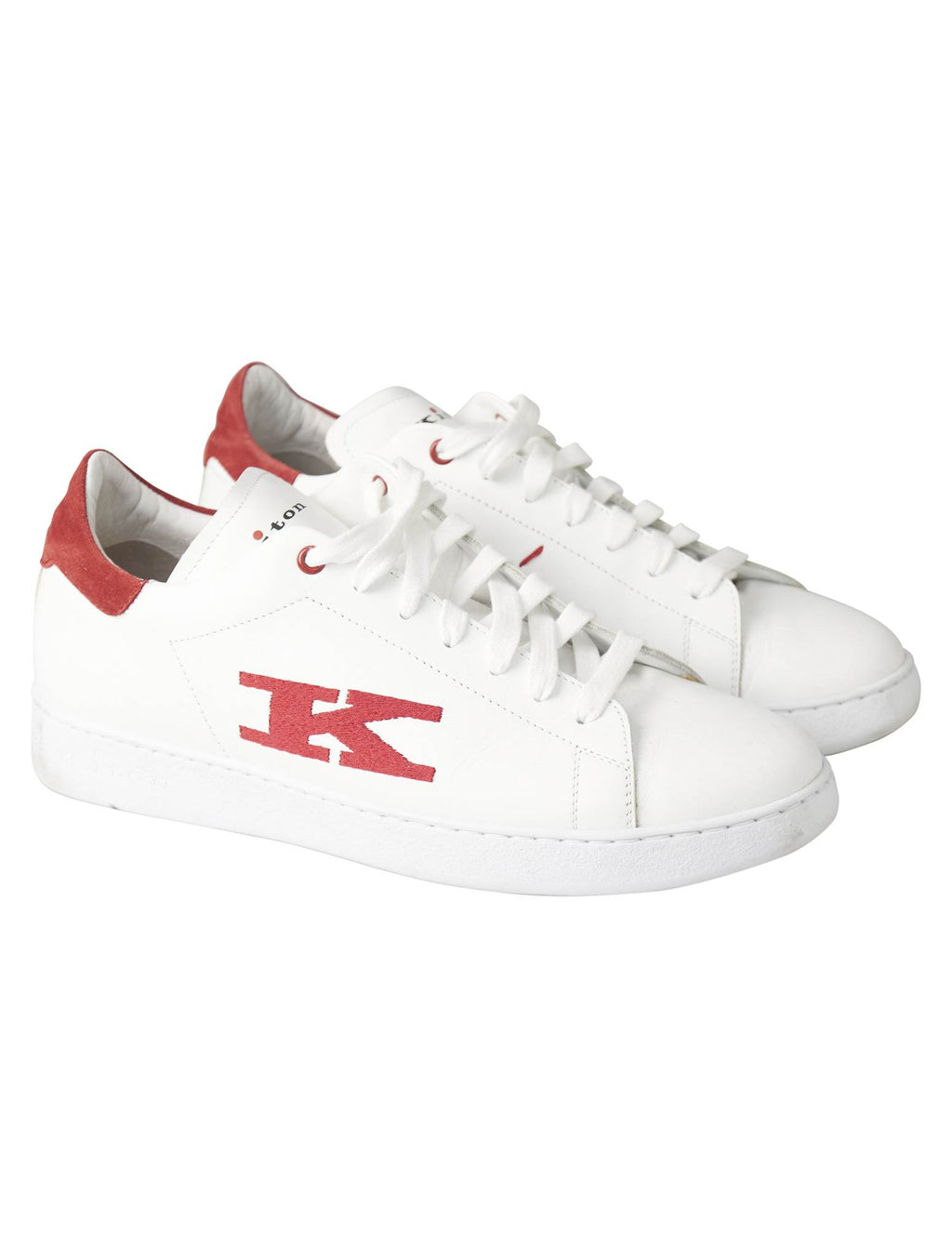 Kiton White Red Leather Sneaker