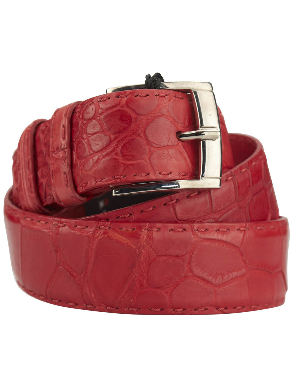 Kiton Red Leather Crocodile Belt