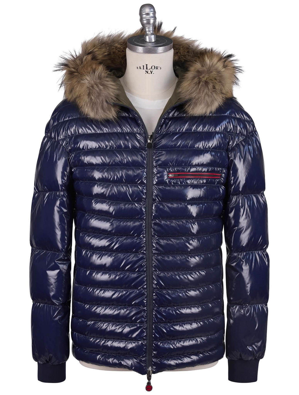 Kiton Kiton Pa Pu With Fur Reverse Coat Blue / Green 000