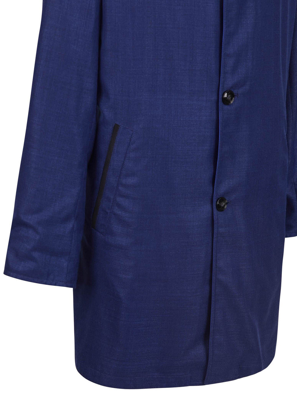 Kiton Blue Virgin Wool Silk Linen Pl Reverse Overcoat