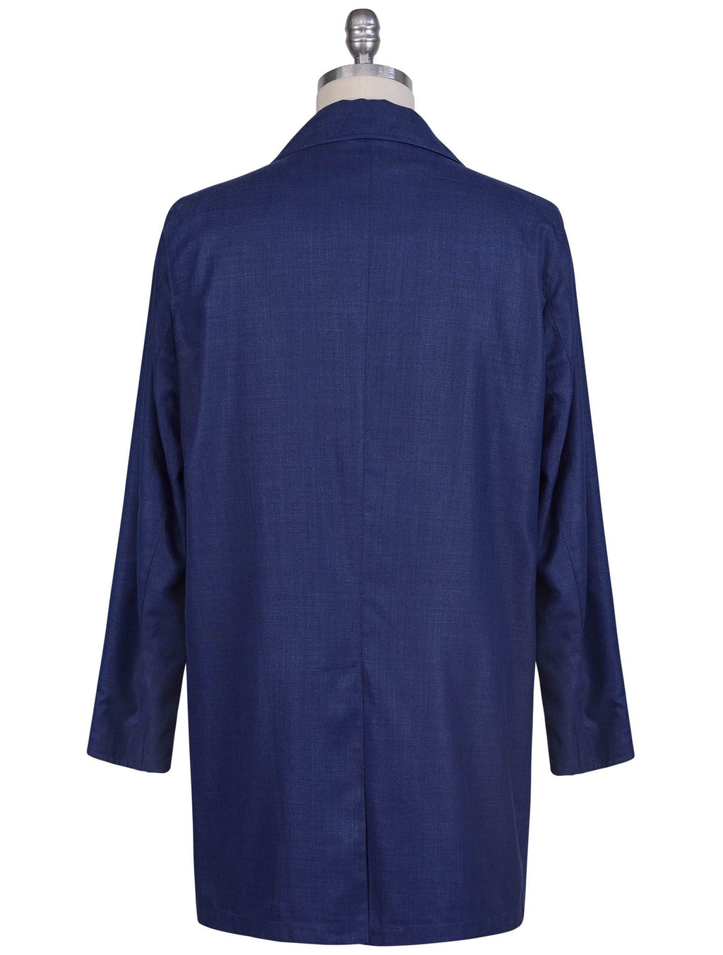 Kiton Blue Virgin Wool Silk Linen Pl Reverse Overcoat