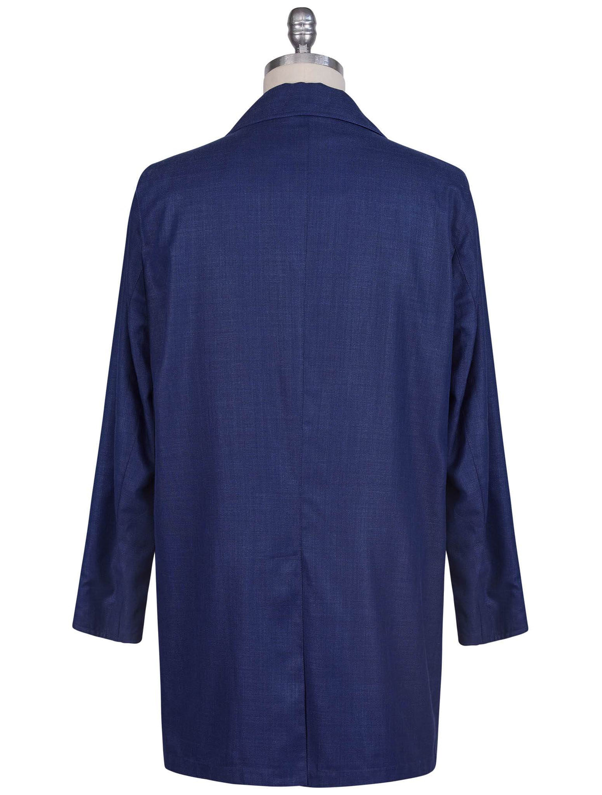 Kiton Blue Virgin Wool Silk Linen Pl Reverse Overcoat