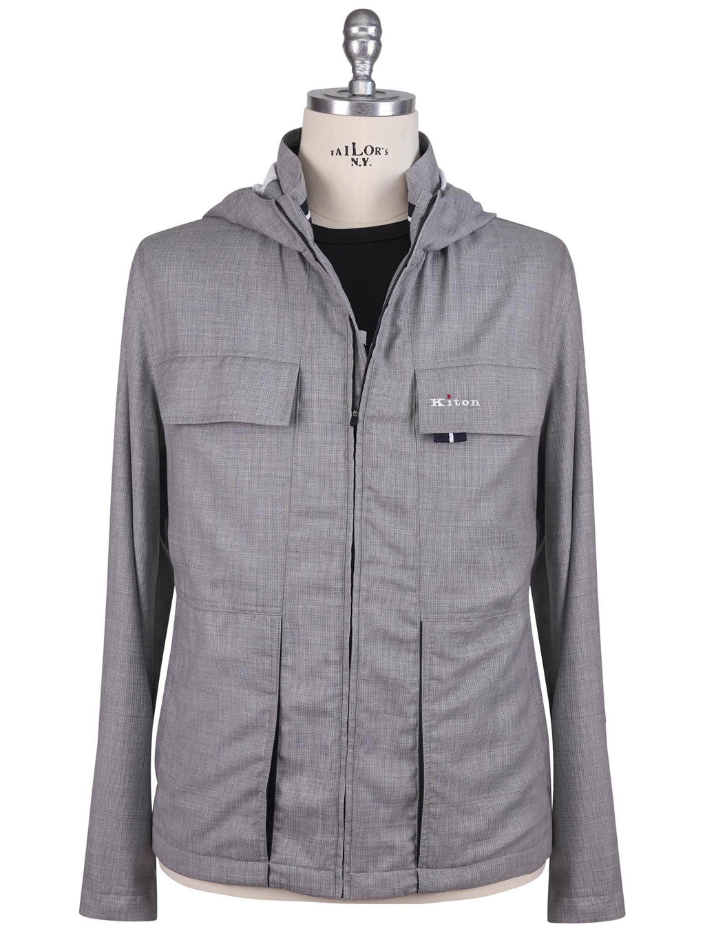 Kiton Kiton Gray Virgin Wool Pa Coat Gray 000