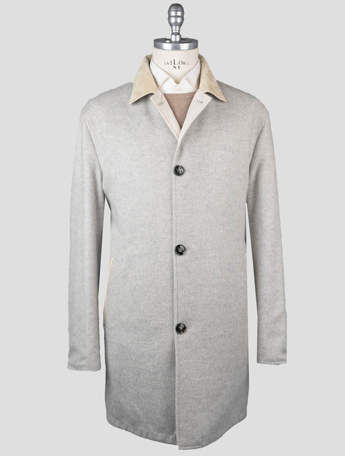 Kiton Gray White Cashmere PL Overcoat