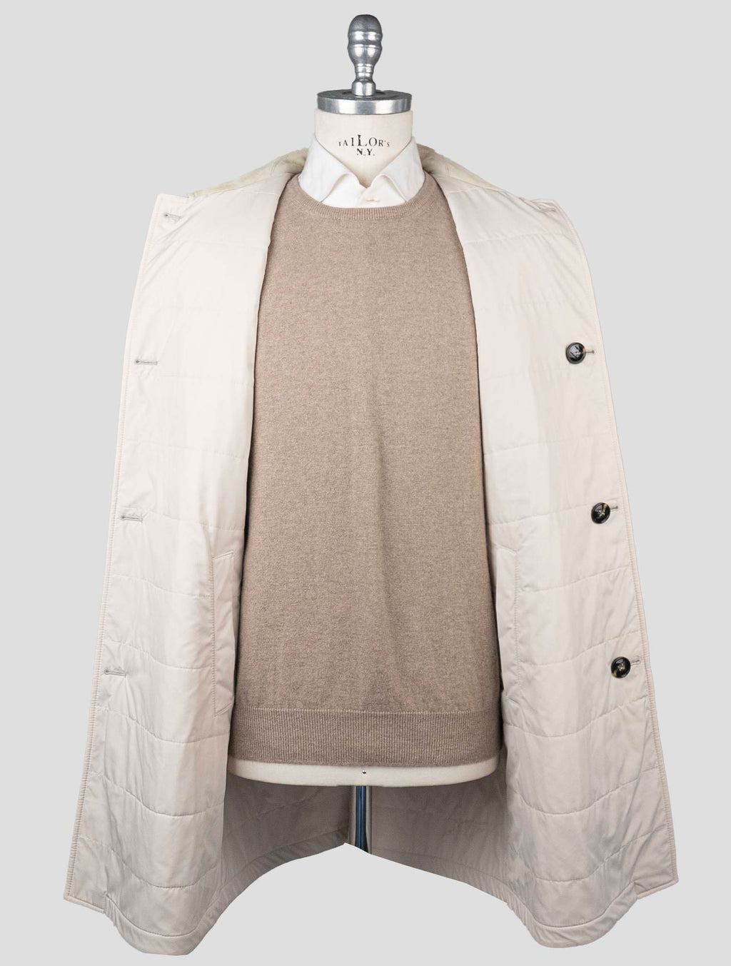 Kiton Gray White Cashmere PL Overcoat