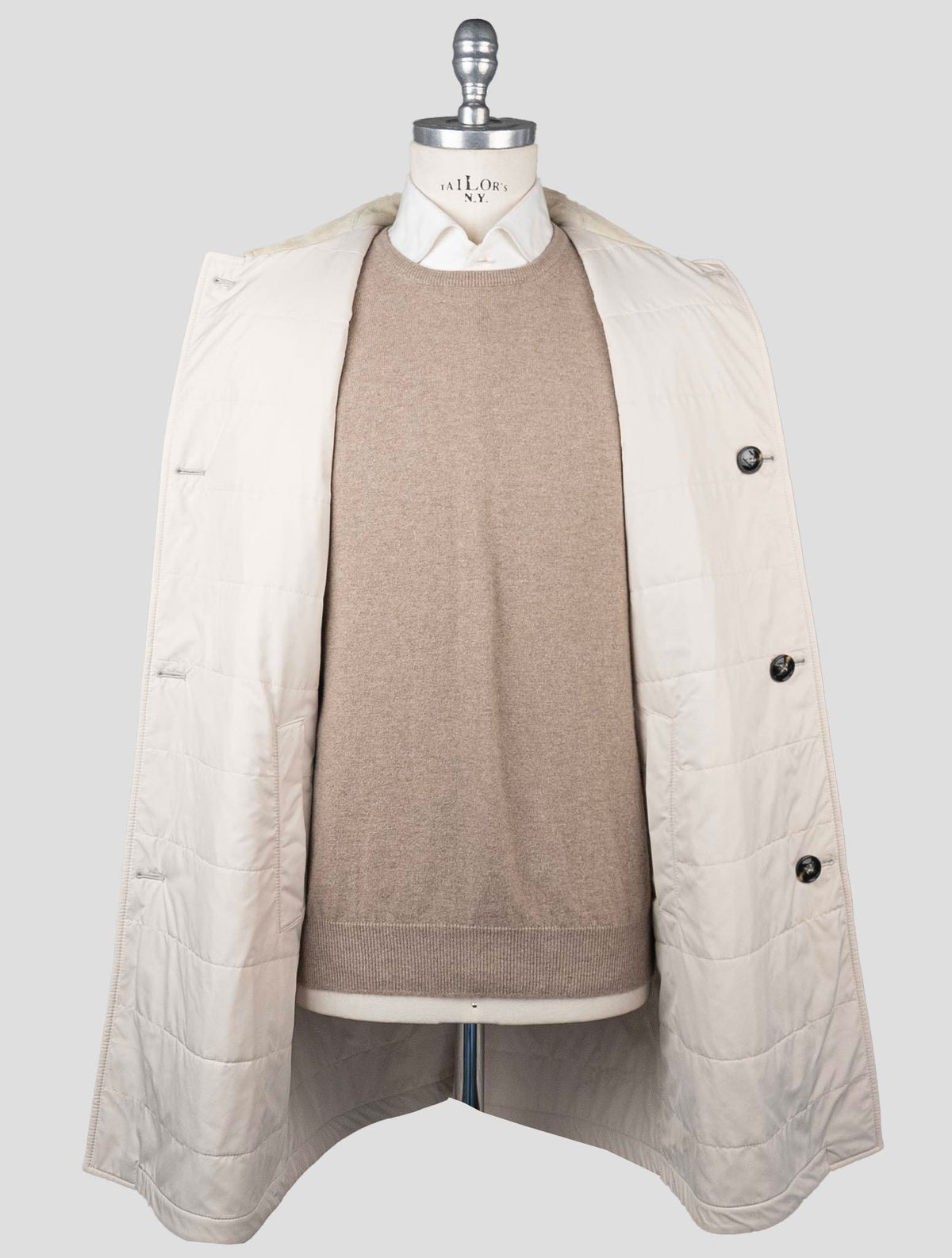 Kiton Gray White Cashmere PL Overcoat