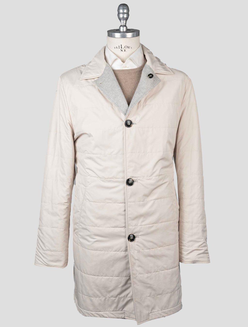 Kiton Gray White Cashmere PL Overcoat