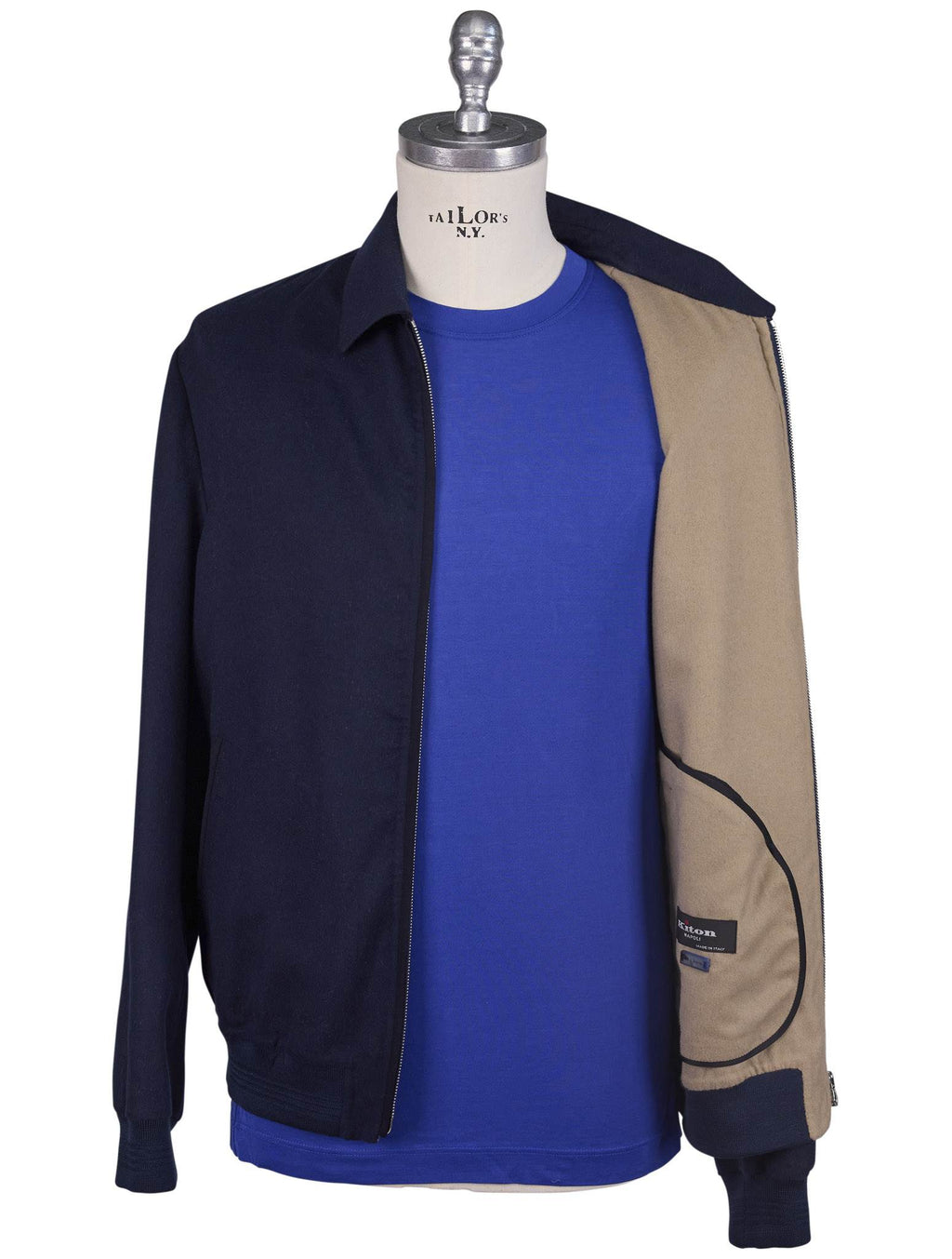 Kiton Blue Cashmere Silk Coat