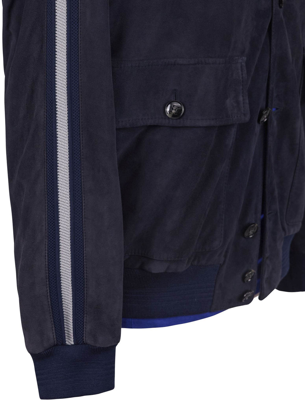 Kiton Kiotn Blue Leather Coat Blue 001