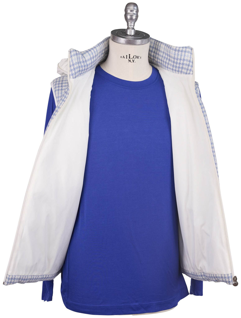 Kiton Light Blue White Linen Cashmere Virgin Wool Vest