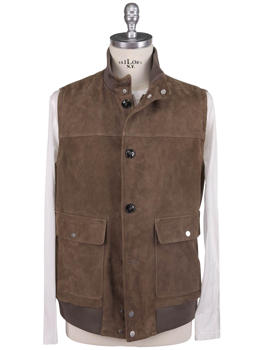 Kiton Brown Leather Suede Vest