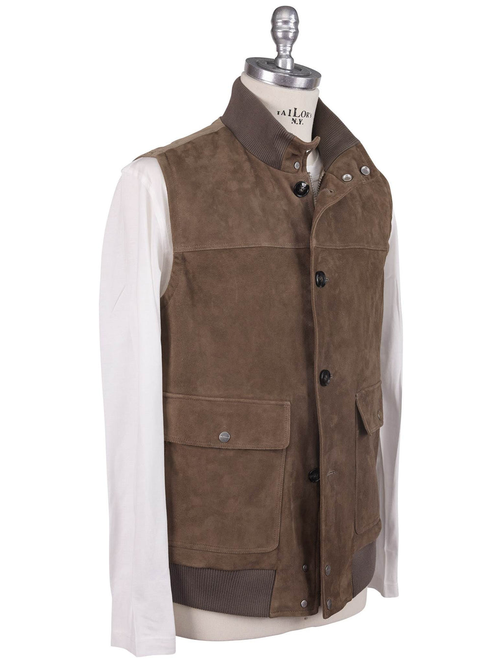 Kiton Kiton Brown Leather Suede Vest Brown 001