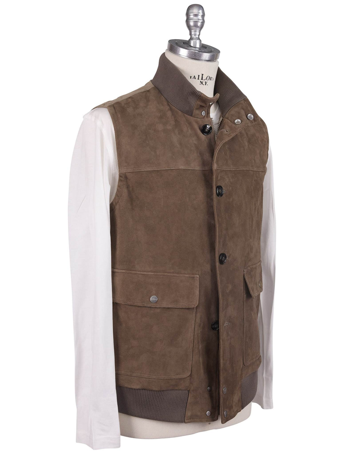Kiton Kiton Brown Leather Suede Vest Brown 001