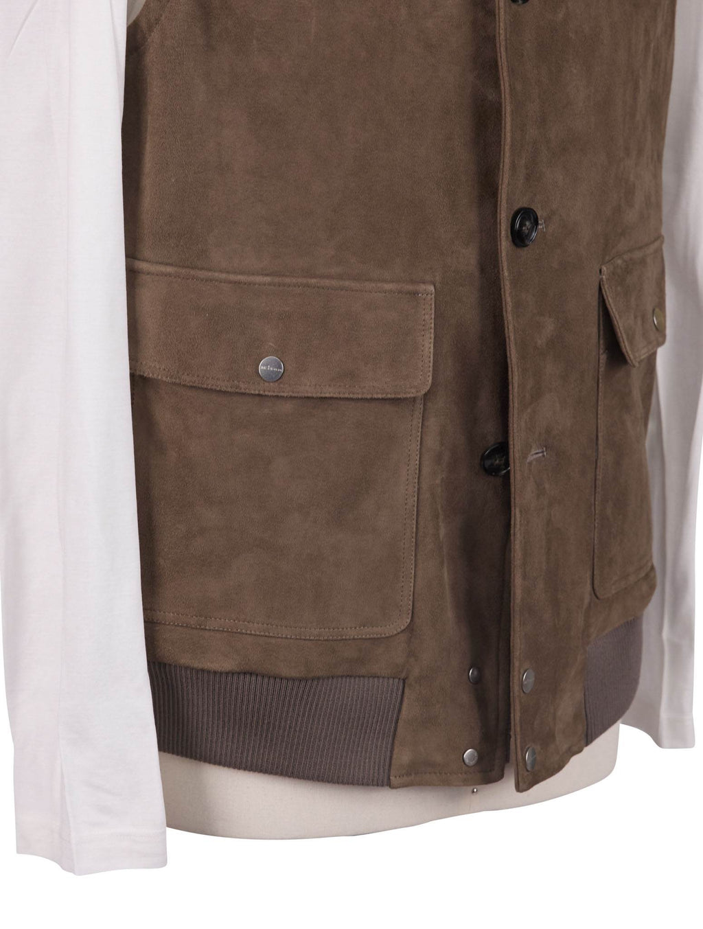 Kiton Brown Leather Suede Vest