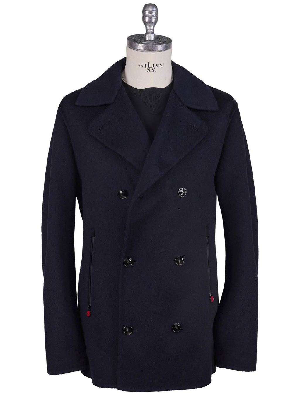 Kiton Blue Cashmere Double Breasted Coat