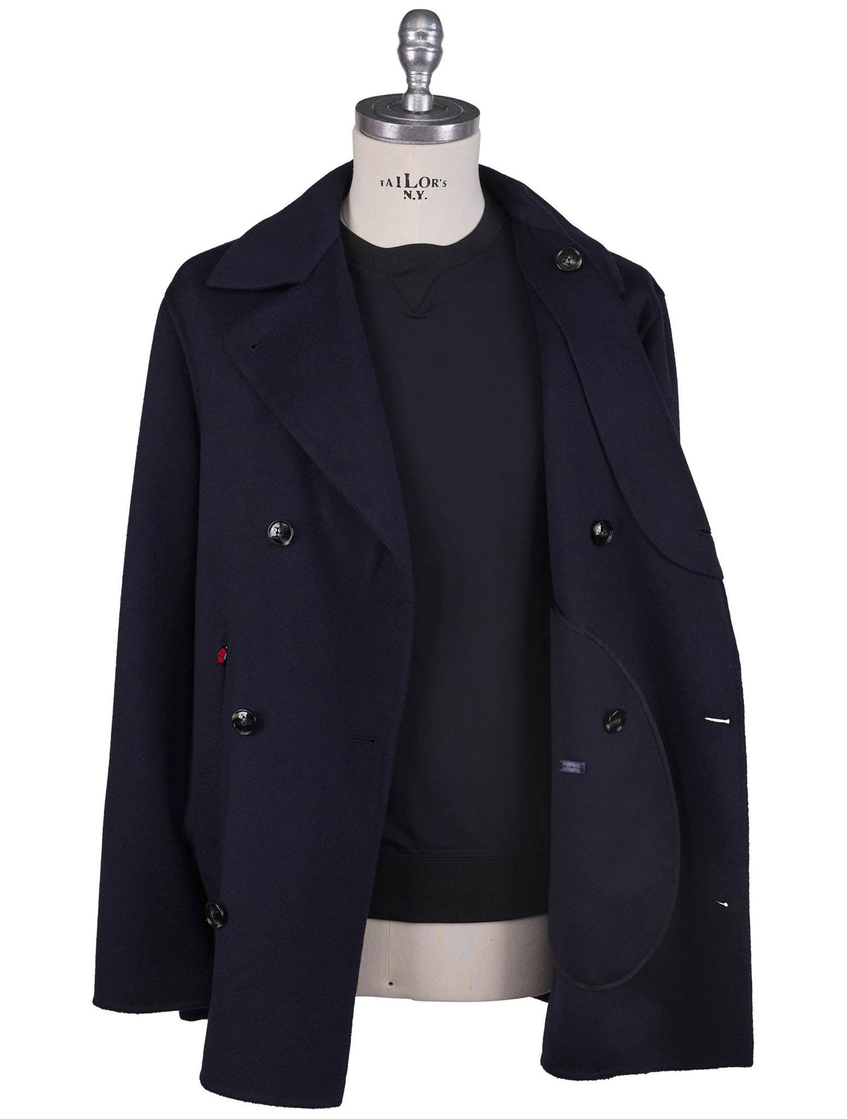 Kiton Blue Cashmere Double Breasted Coat