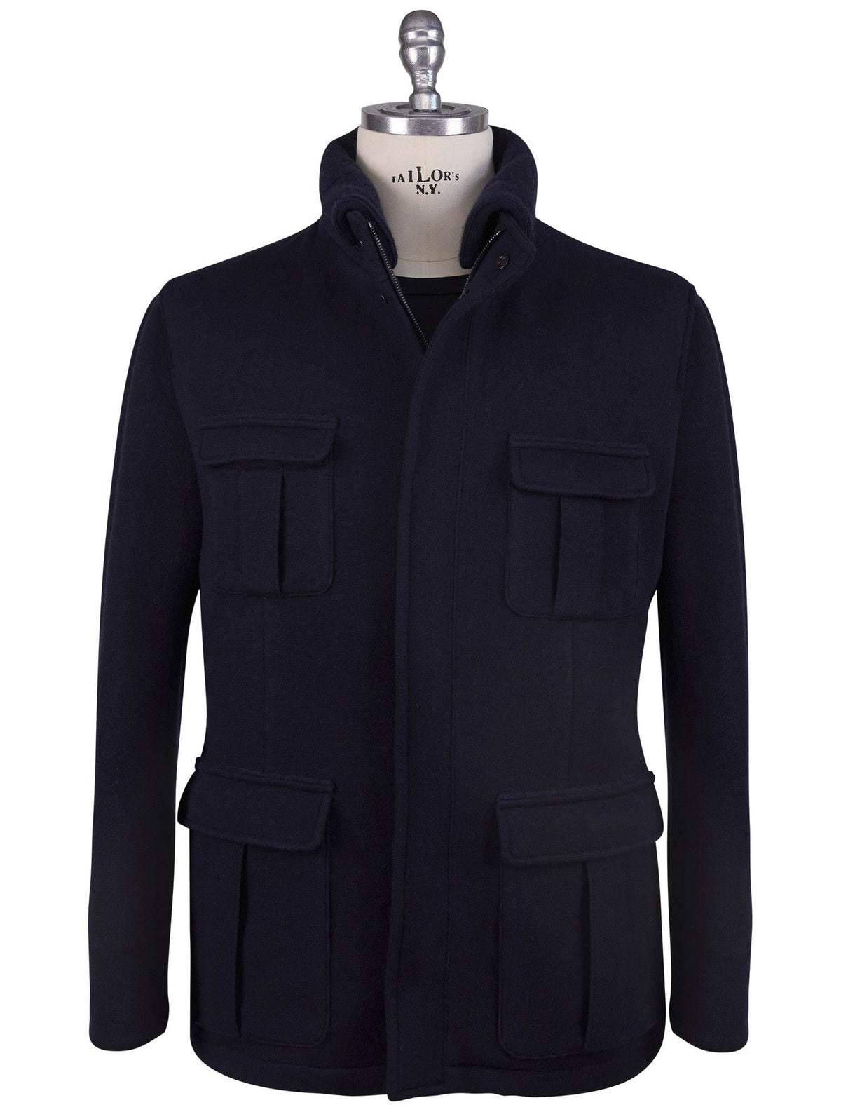 Kiton Kiton Blue Wool Cashmere Pa Coat Blue 000