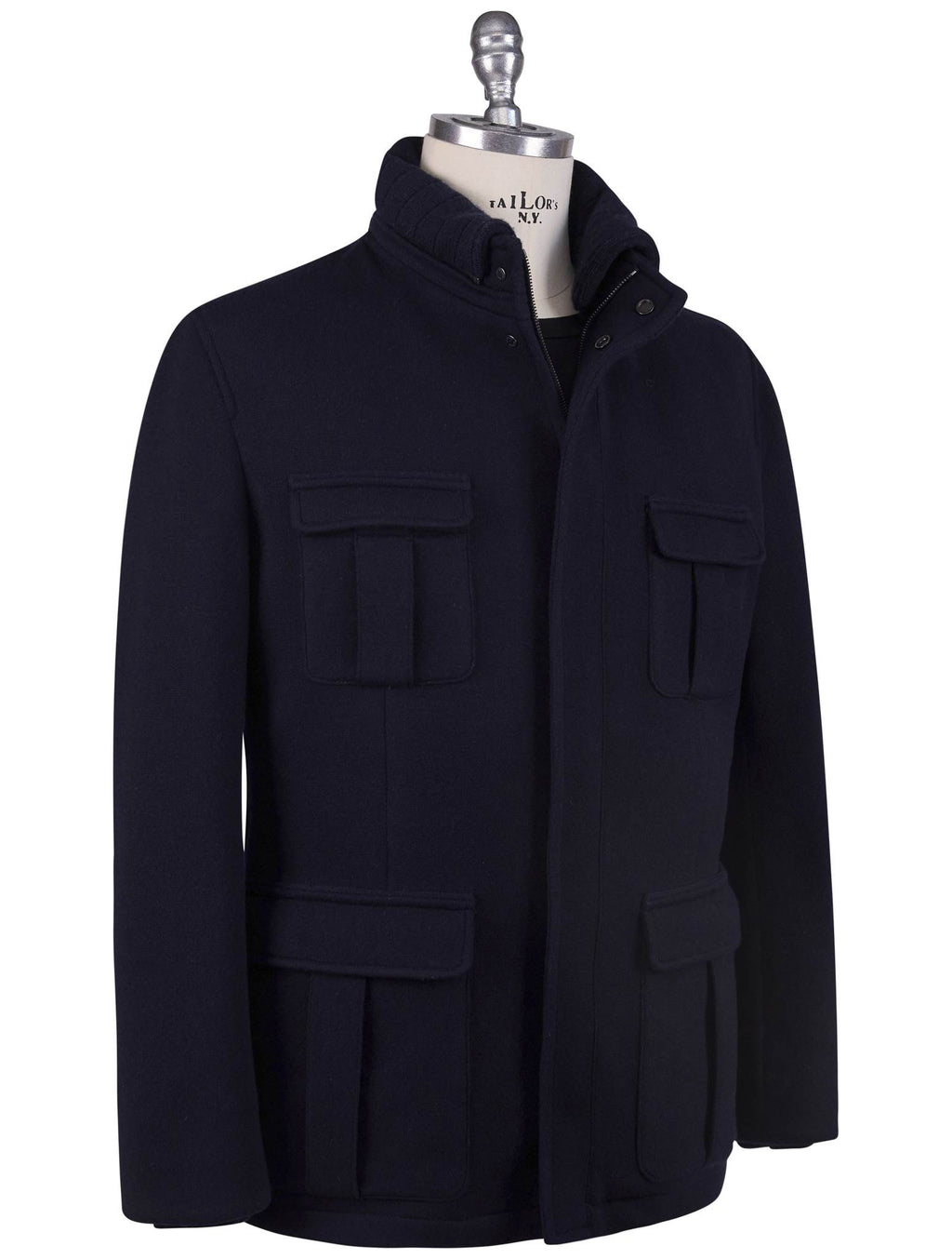 Kiton Kiton Blue Wool Cashmere Pa Coat Blue 001