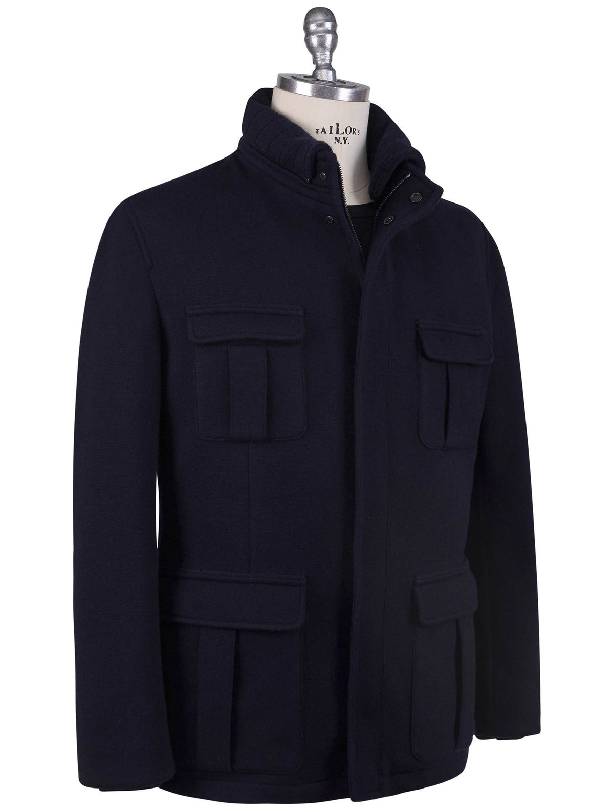 Kiton Kiton Blue Wool Cashmere Pa Coat Blue 001