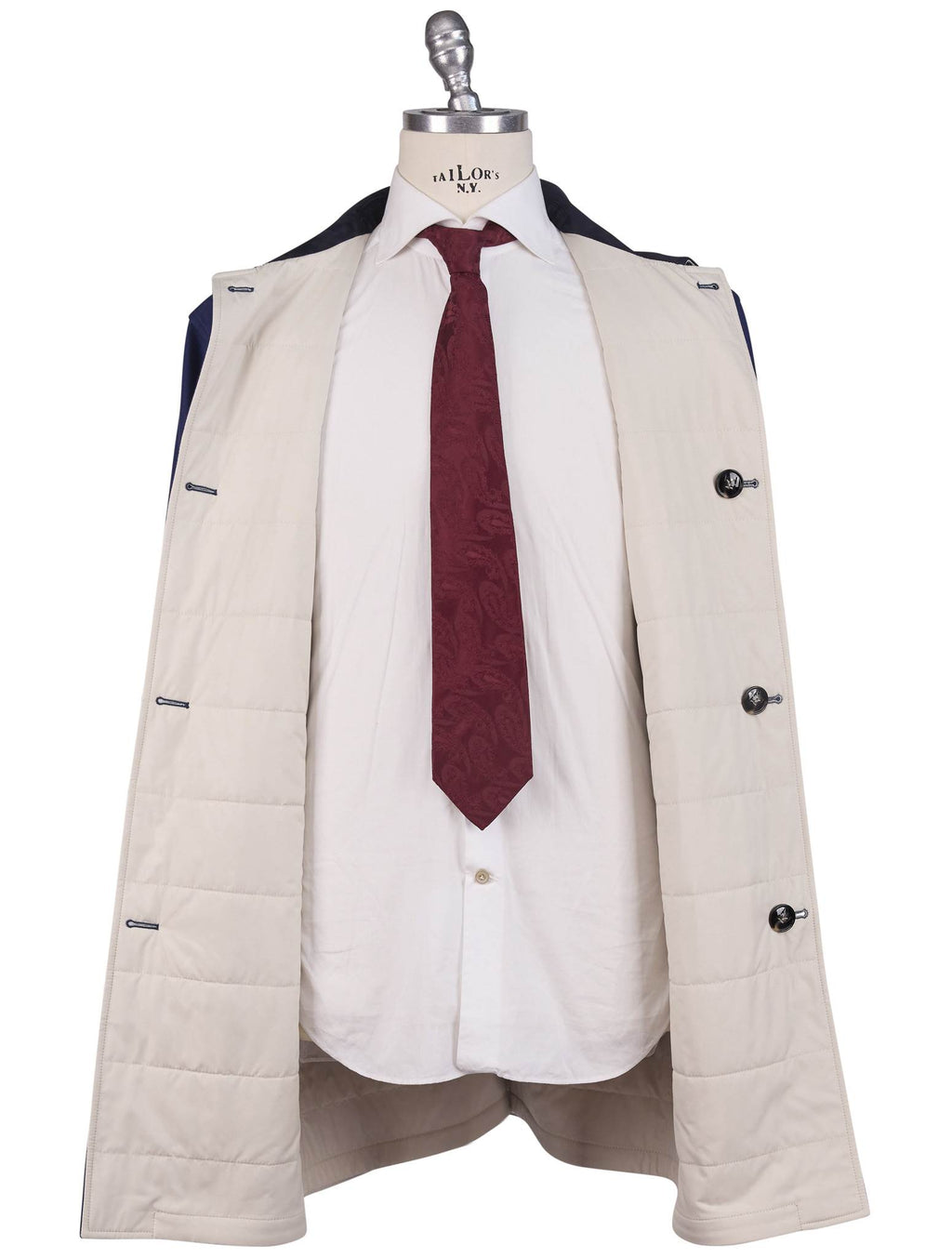 Kiton Blue Beige Cashmere Pl Reverse Overcoat