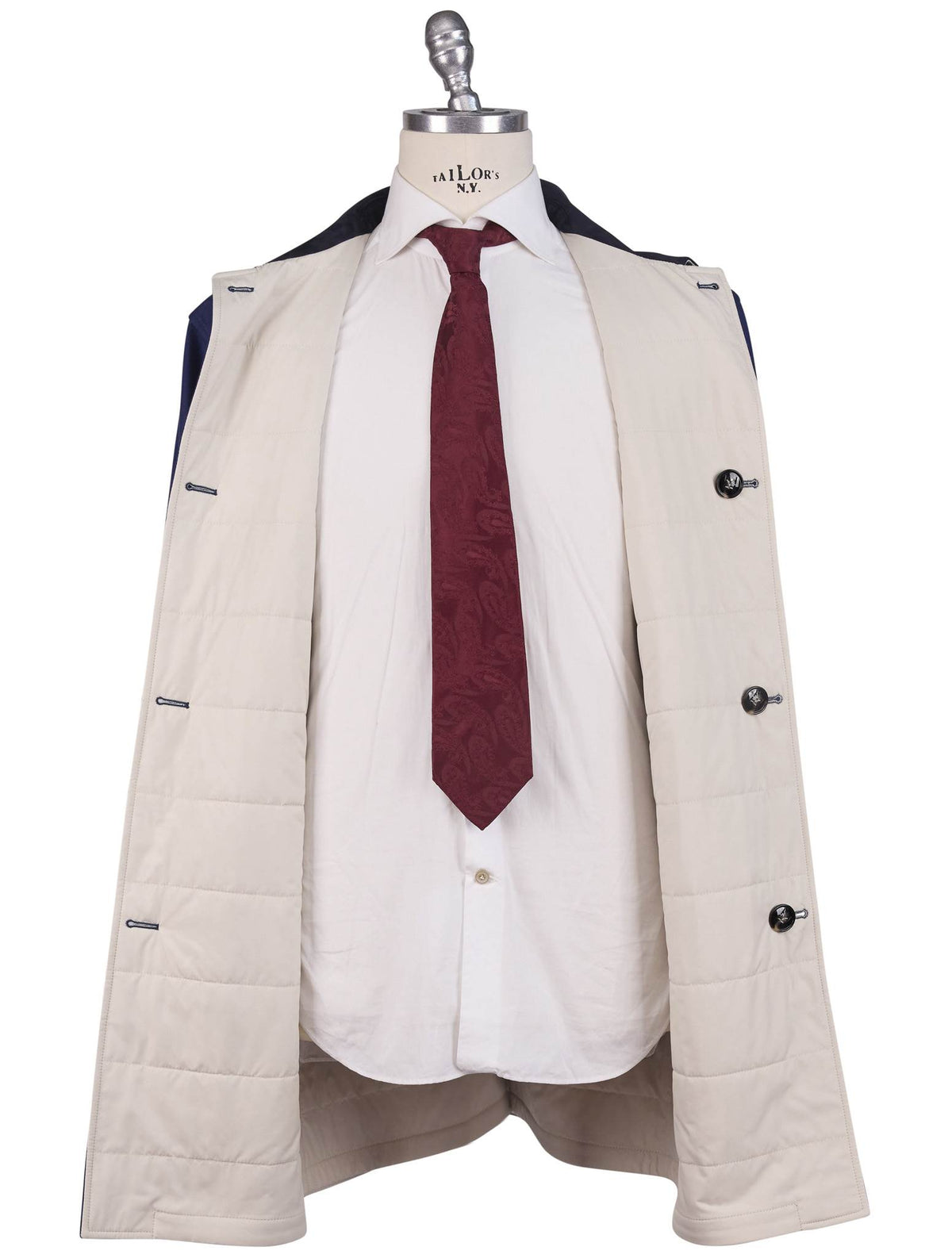 Kiton Blue Beige Cashmere Pl Reverse Overcoat