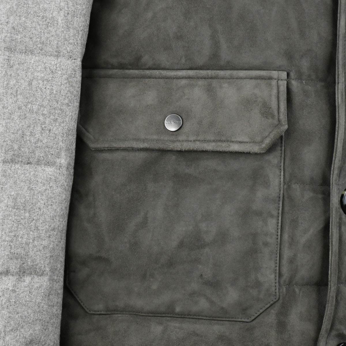 Kiton Beige Cashmere Calfskin Leather Coat