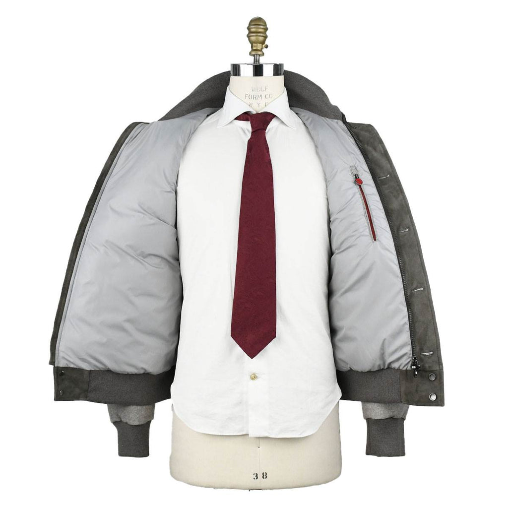 Kiton Beige Cashmere Calfskin Leather Coat
