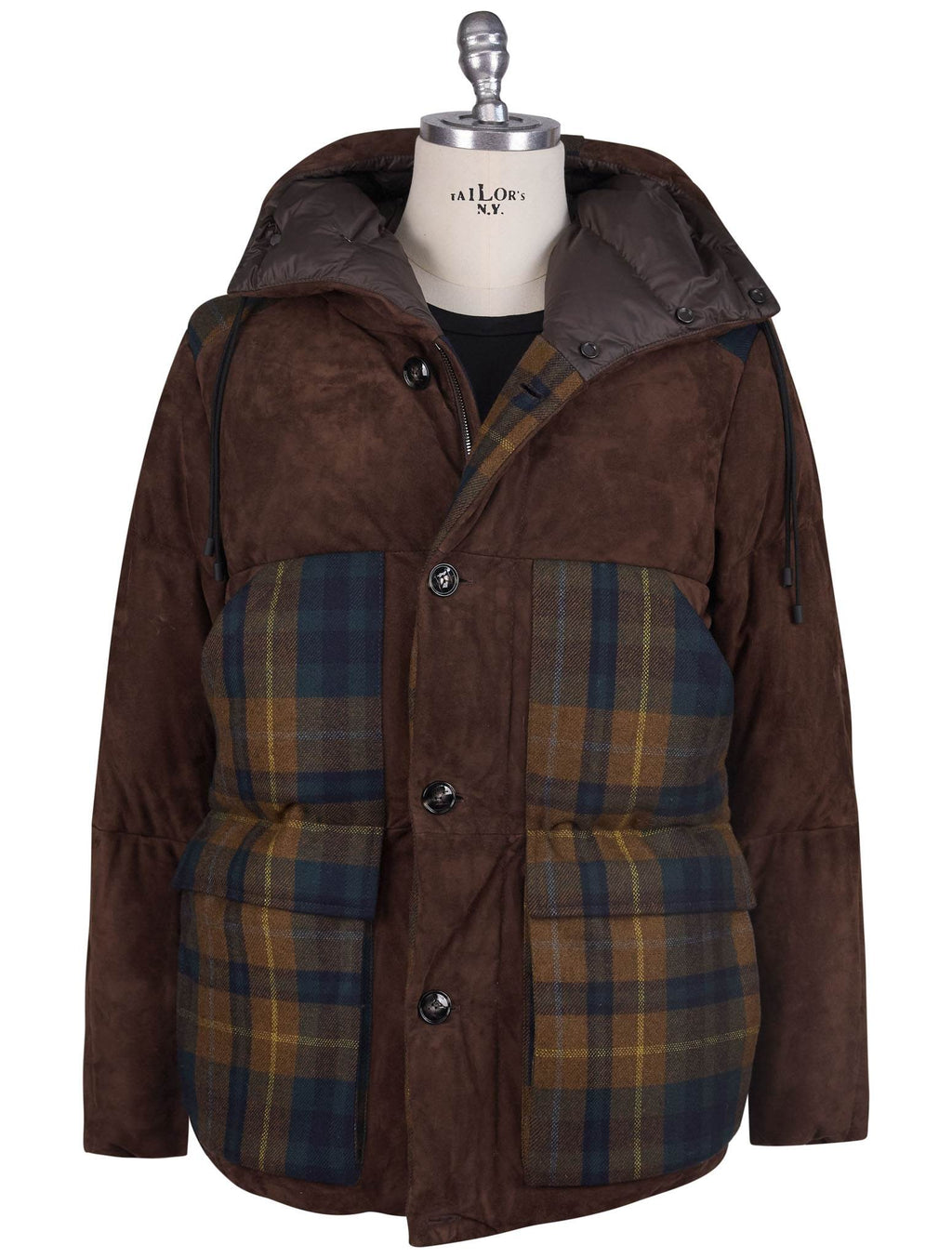 Kiton Multicolor Leather Goat Suede Cashmere Virgin Wool Coat